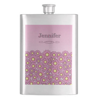 Cantil Frasco Clássico de Aço Inoxidable com Flor Rosa