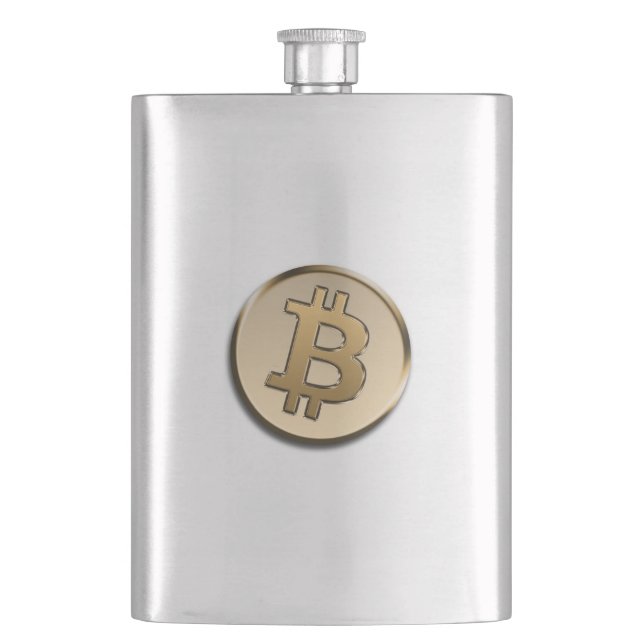 Cantil Frasco Clássico do Bitcoin Dourado (Frente)