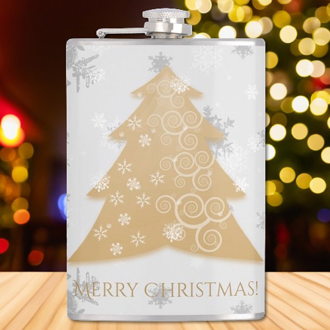 Cantil Frasco da Árvore de Natal Festiva Dourada (Gold Festive Christmas Tree Flask)