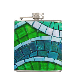 Cantil Frasco de Aço Inox com Mosaico de Azulejo de Vidro