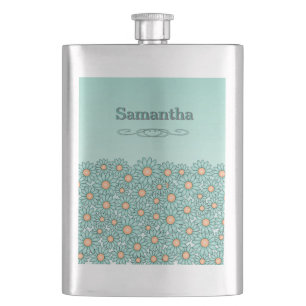 Cantil Frasco de Aço Inoxidable Flor de Teal