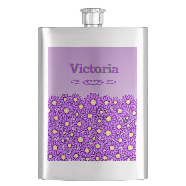 Cantil Frasco de Aço Inoxidable Flor Roxa (Frente)
