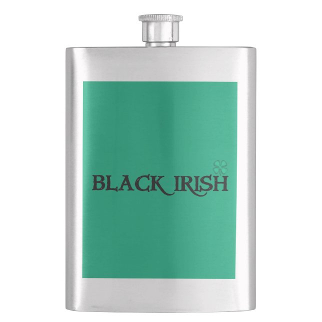 Cantil Frasco de aço inoxidável verde Black Irish com tre (Frente)