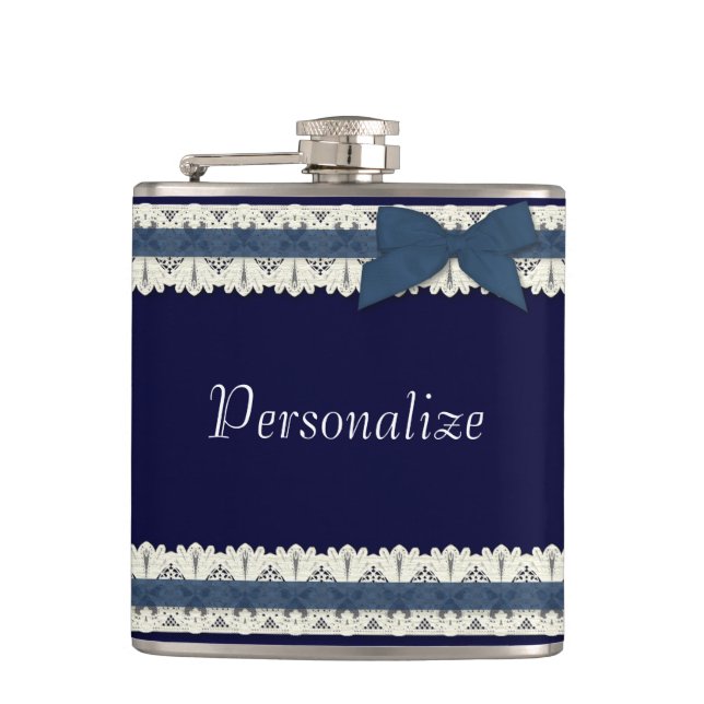 Cantil Frasco de arco de fita azul personalizável (Frente)