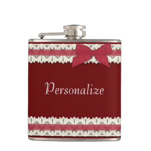 Cantil Frasco de arco de fita de rendas vermelhas persona