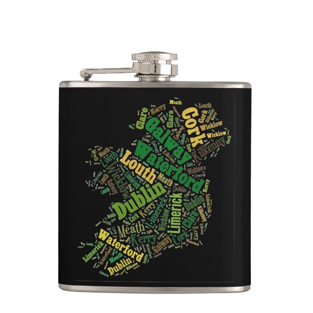 Cantil Frasco de Arte do Mapa da Irlanda (Frente)