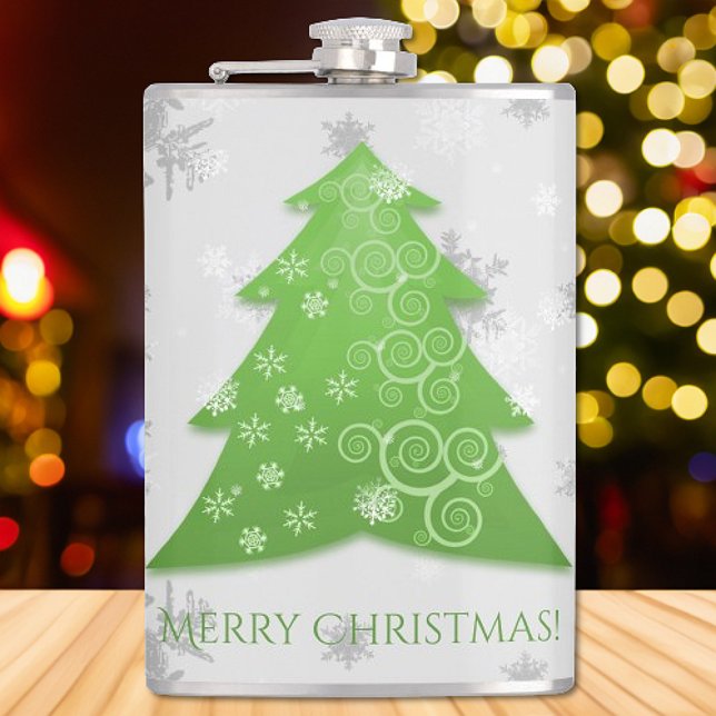 Cantil Frasco de Árvore de Natal Festiva Verde (Green Festive Christmas Tree Flask)
