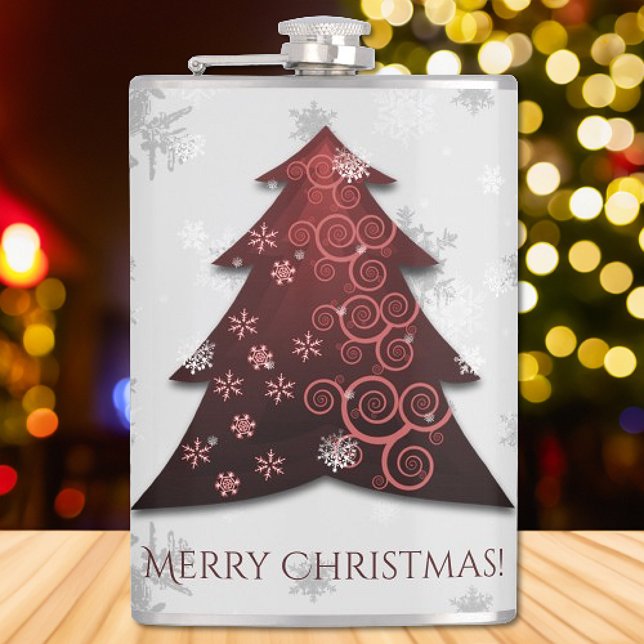 Cantil Frasco de Árvore de Natal Festiva Vermelha (Red Festive Christmas Tree Flask)