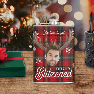 Cantil Frasco de Bebida com Humor de Natal Xadrez Vermelh