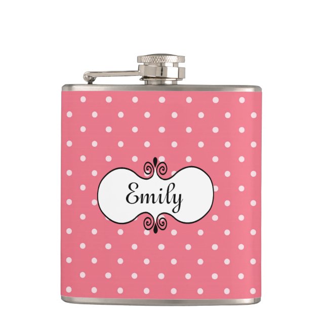 Cantil Frasco de Bolinhas Rosa Coral Personalizado (Frente)