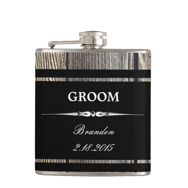Cantil Frasco de Casamento de Madeira Negra (Frente)
