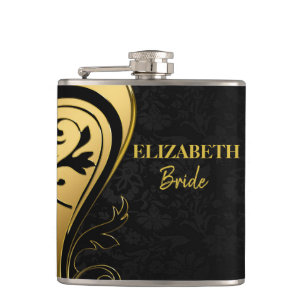 Cantil Frasco de casamento preto e dourado elegante