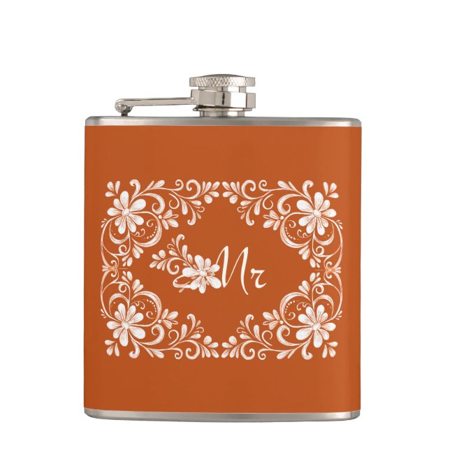 Cantil Frasco de Casamento Romântico Laranja Shabby Chic  (Frente)
