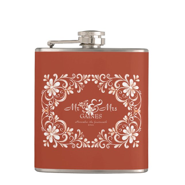 Cantil Frasco de Casamento Sr. e Sra. Vermelho Romântico (Frente)