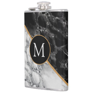 Cantil Frasco de mármore branco e preto personalizado com