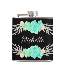 Frasco de Monograma Personalizado de Teal e Prata