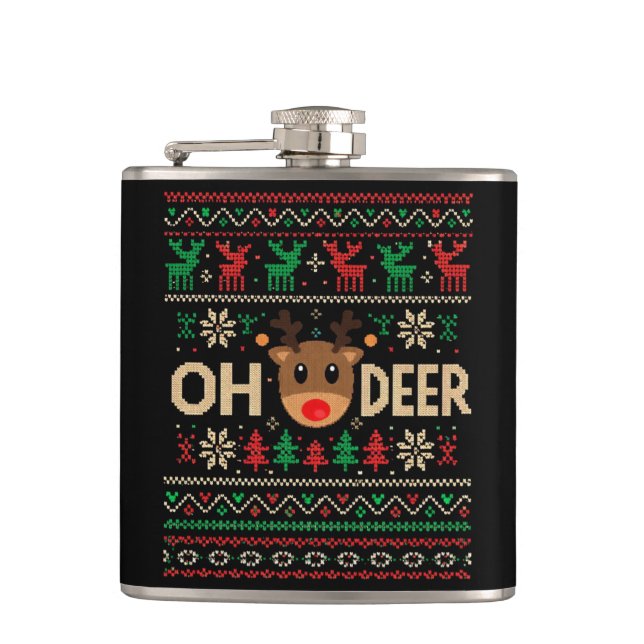 Cantil Frasco de Oh Deer Ugly Christmas Sweater (Frente)