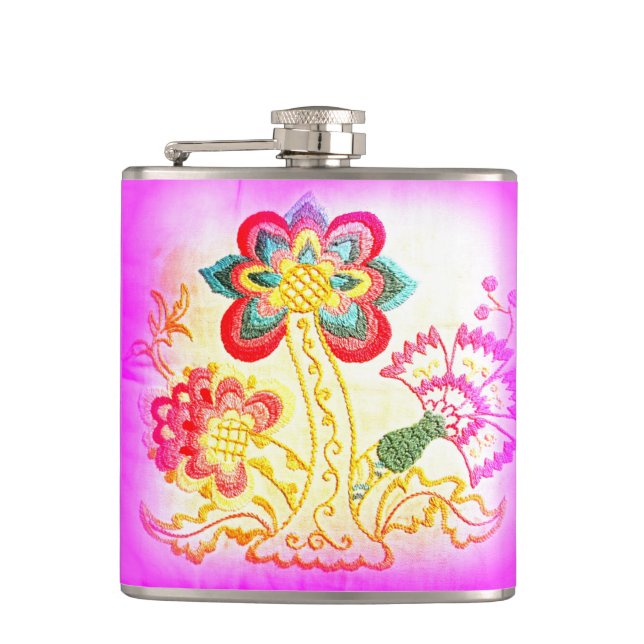 Cantil frasco de palmeira rosa, estilo hippie (Frente)