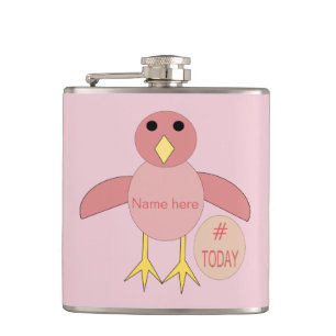 Cantil Frasco de Pintinho de Birthday Rosa Personalizado