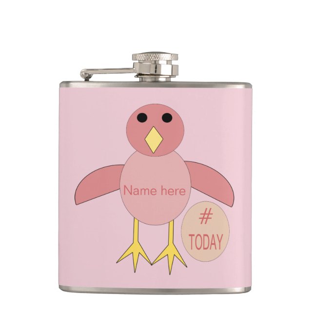 Cantil Frasco de Pintinho de Birthday Rosa Personalizado (Frente)