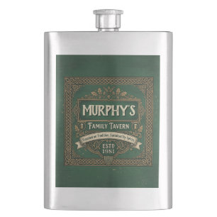 Cantil Frasco de Uísque Verde Vintage Personalizado da Ta