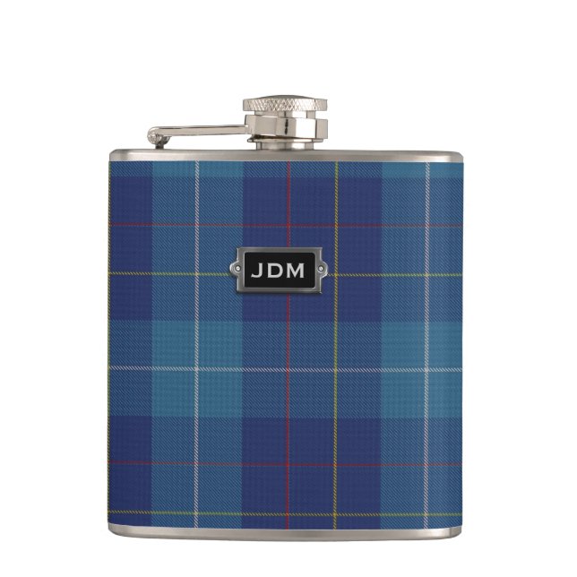 Cantil Frasco de Xadrez Clan MacKerrell Tartan Monogramad (Frente)