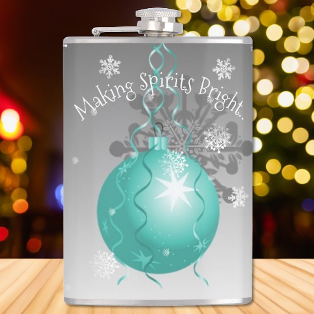 Cantil Frasco do Enfeites de natal do Rico Teal (Teal Fancy Christmas Ornament Flask)