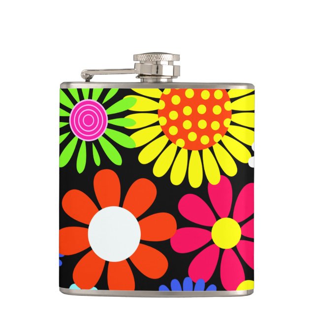 Cantil Frasco do poder floral hippie da primavera retrô (Frente)