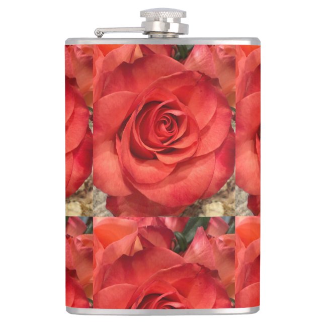 Cantil Frasco Elegante de Rosa Coral em Vinil (Frente)