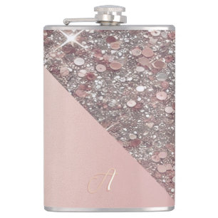 Cantil Frasco Elegante em Rosa Dourado com Monograma em V