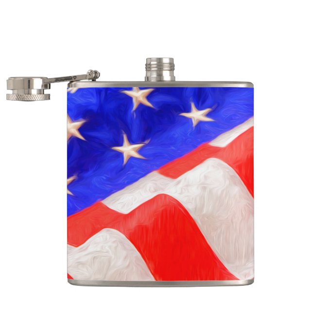 Cantil Frasco embrulhado em vinil Old Glory, 6 oz. (Aberto)