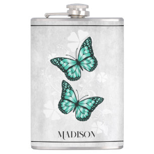 Cantil Frasco Floral de Borboleta Teal