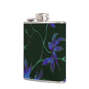 Cantil Frasco Floral Japonês Azul e Verde Profundo