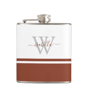 Cantil Frasco Monogramado Moderno Script Ferrugem