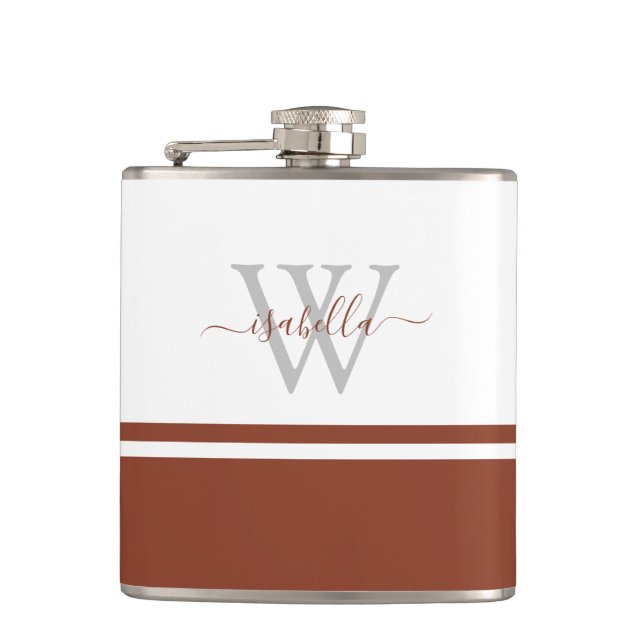 Cantil Frasco Monogramado Moderno Script Ferrugem (Frente)