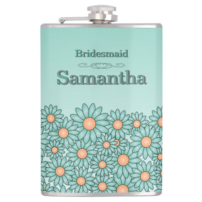 Cantil Frasco para Madrinha com Flor de Teal (Frente)