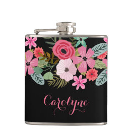 Cantil Frasco personalizado cor-de-rosa negro floral Adic