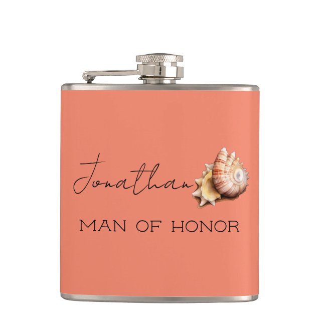Cantil Frasco Personalizado Coral com Concha Homem de Hon (Frente)