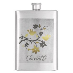 Cantil Frasco Personalizado de Aves Douradas