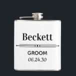 Cantil Frasco Personalizado do Groom<br><div class="desc">Este frasco é perfeito para o noivo. Ele vai adorar usá-lo. Seria excelente para sua despedida de solteiro ou fim de semana. O título pode ser mudado para o melhor homem, padrinho de casamento, contínuos, etc.</div>