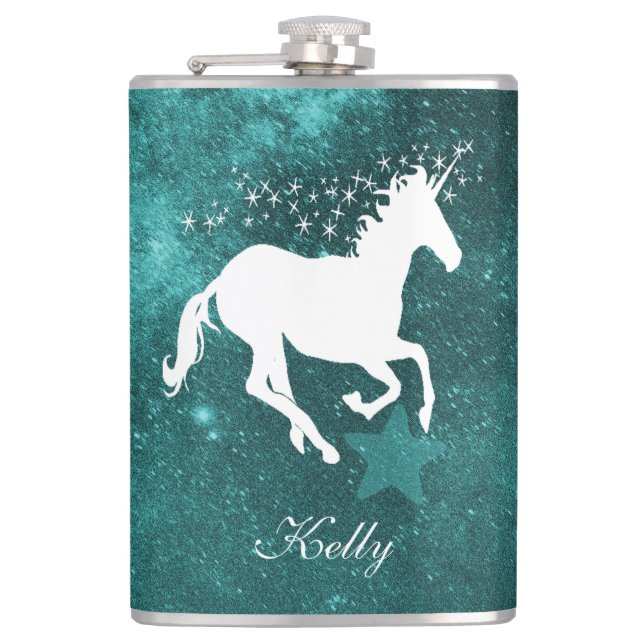 Cantil Frasco Personalizado do Teal Unicorn (Frente)