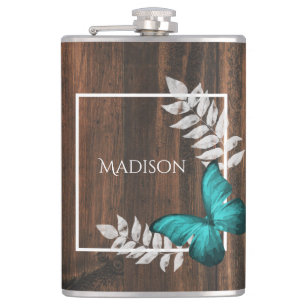 Cantil Frasco Rústico de Borboleta Teal
