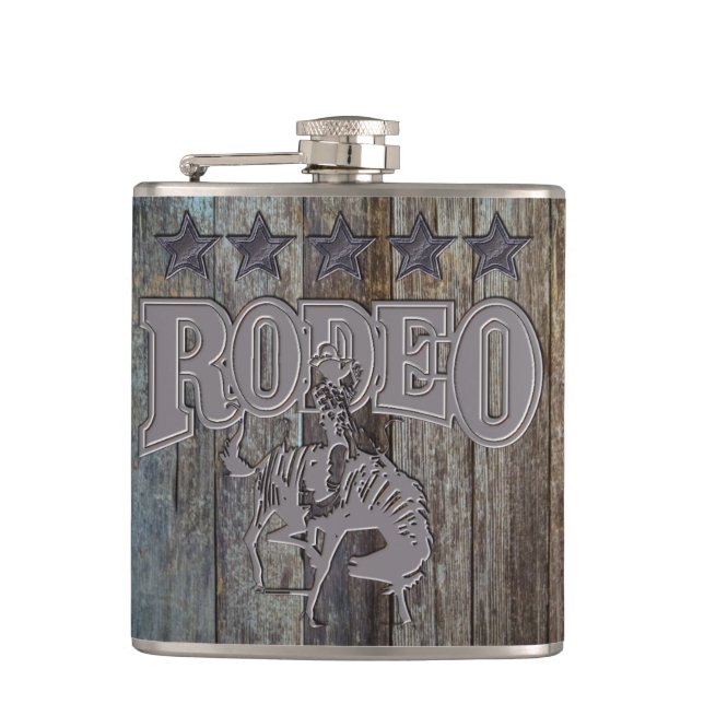 Cantil Frascos de Bebidas Rusticas de Madeira Rodeio Cowb (Frente)