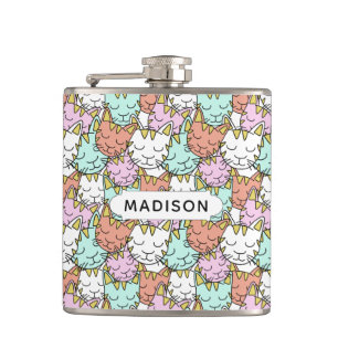 Cantil Frascos de nome personalizado padrão de gatos sono