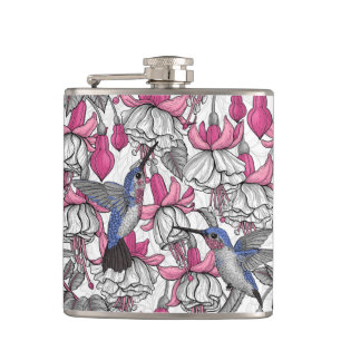 Cantil Fúchsia branca e beija-flores