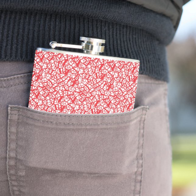 Cantil fundo vermelho e branco com pequenos pontos branco (In loco)
