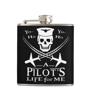 Cantil Funny Pilot Skull Cross Airplanes Pirata Humor