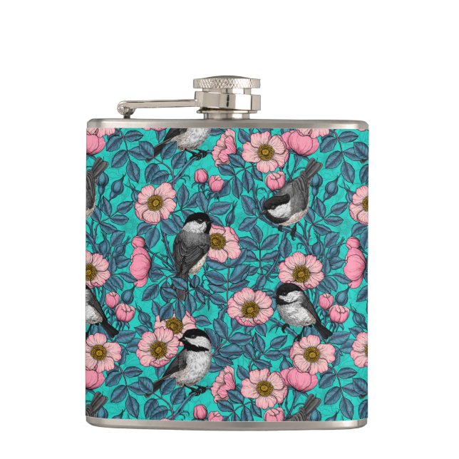 Cantil Galinhas em rosa selvagem, rosa e azul (Frente)