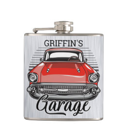 Cantil Garagem de Carro Clássico Vermelho Retro com Nome 