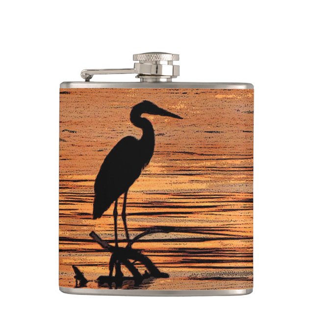 Cantil Garça-real na garrafa do por do sol (Frente)